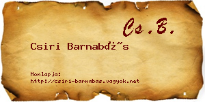 Csiri Barnabás névjegykártya